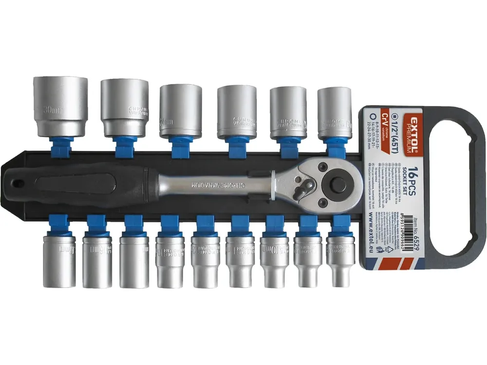 hlavice nástrčné, sada 16ks, 1/2", CrV Sezónní Sleva