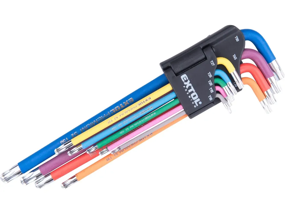 Víkendová Akce L-klíče TORX prodloužené barevné, sada 9ks, s kuličkou, T10-50, S2