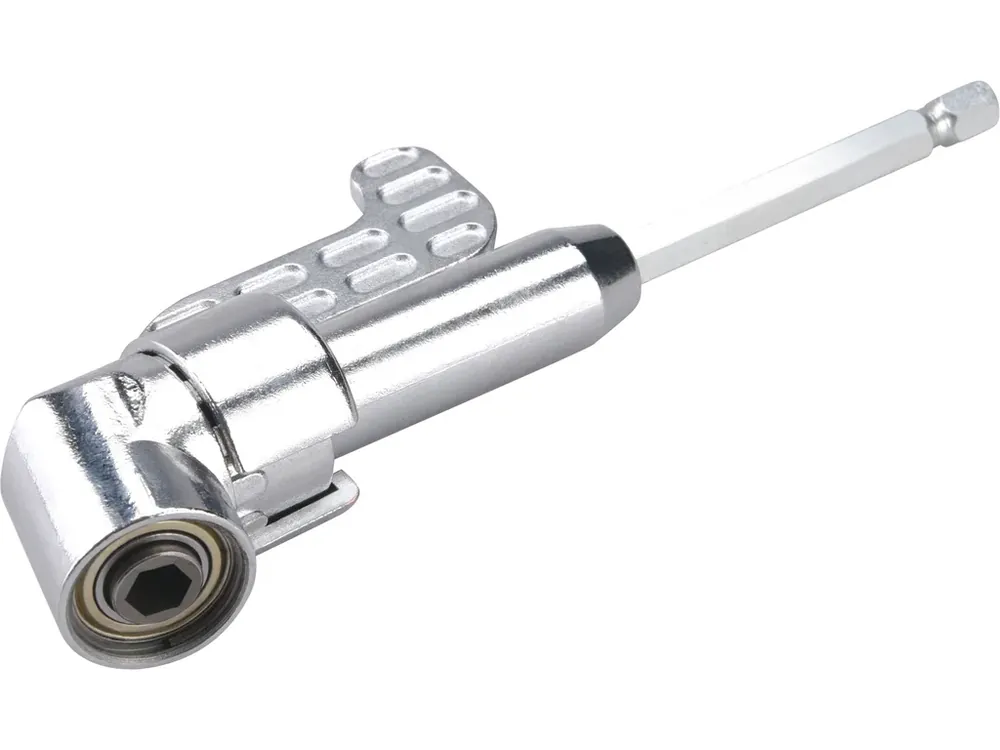 úhlový nástavec/držák hrotů do vrtačky, 1/4"x140mm (105°) s magnetem Must-Have