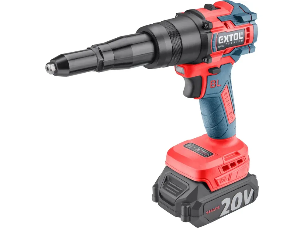 Výprodej pistole nýtovací aku SHARE20V, BRUSHLESS, 2Ah