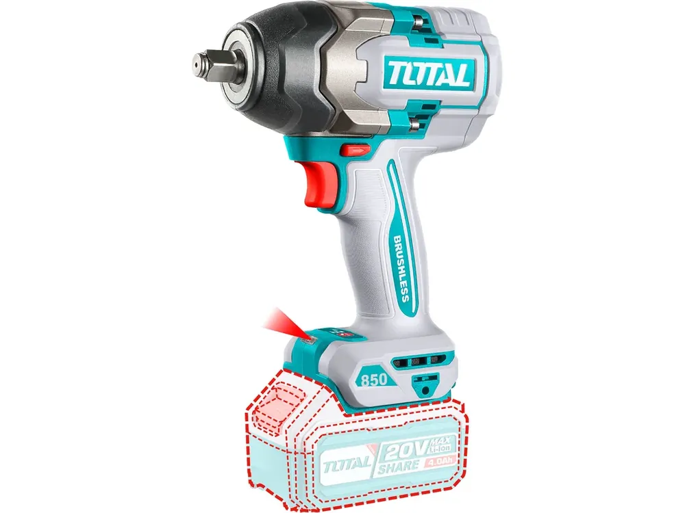 Utahovák rázový AKU 1/2", brushless, 850Nm, 20 V Li-ion, bez baterie a nabíječky, industrial Finální Výprodej