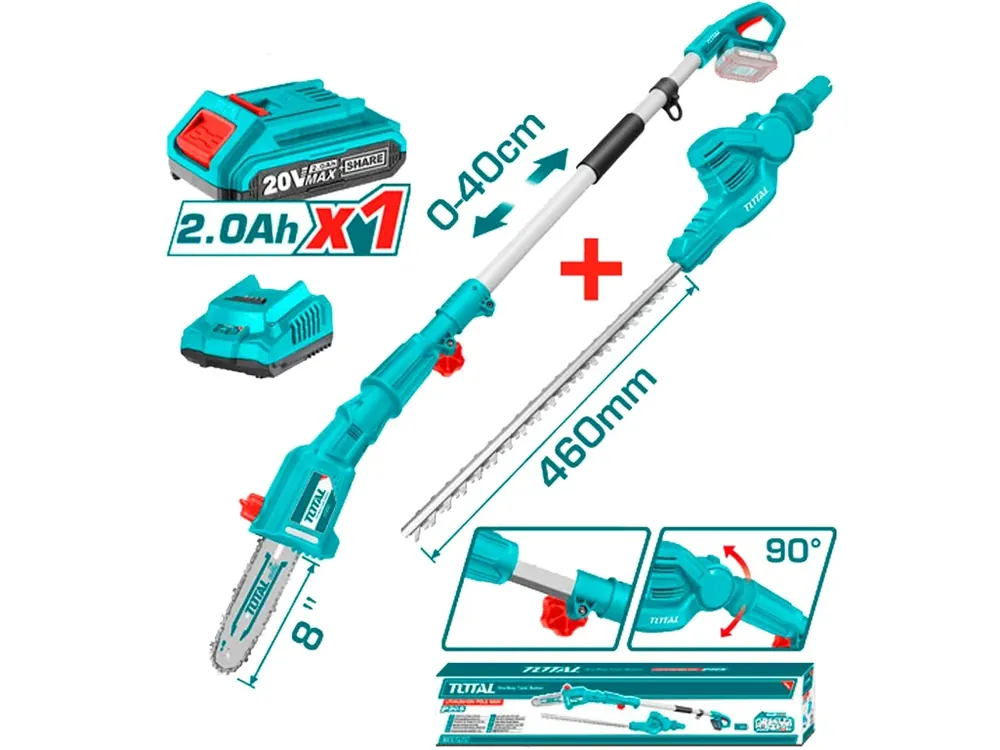 Pila na větve a nůžky na živé ploty, AKU, 20V LI-ION, 1x baterie, 1x nabíječka Nová Kolekce