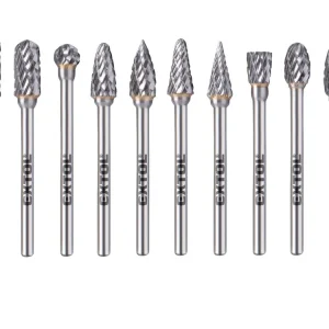 Výhodná Nabídka frézy karbidové, sada 10ks, ⌀6x13mm, ⌀stopky 3mm, sek střední (double-cut)