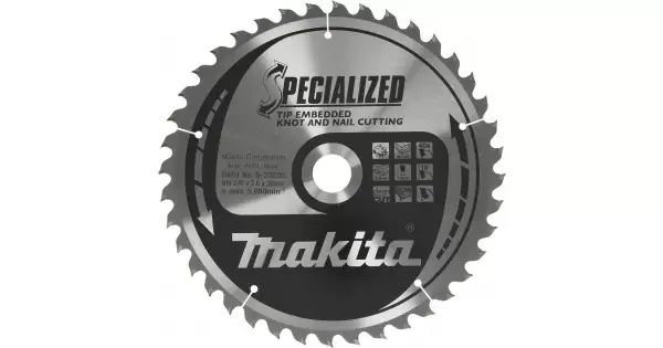 Zlevněný Kotouč pilový dřevo SPECIALIZED se zapuštěnými zuby 270x2,6x30mm 40Z Makita B-33205
