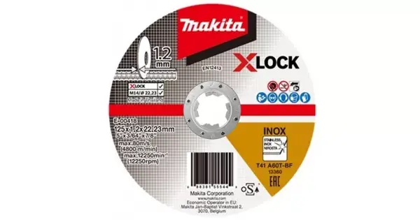 Kotouč řezný nerez X-Lock 125x1,2x22,23mm Makita E-00418 Finální Výprodej