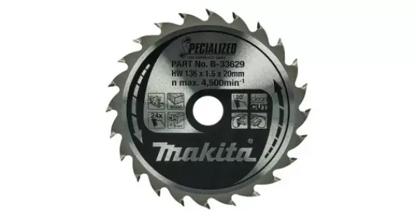 Must-Have Kotouč pilový dřevo SPECIALIZED 136x1.5x20mm 24Z pro aku pily Makita B-33629