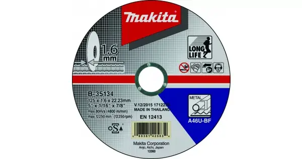 Kotouč řezný ocel 125x1,6x22,23mm Makita B-35134 Omezená Nabídka