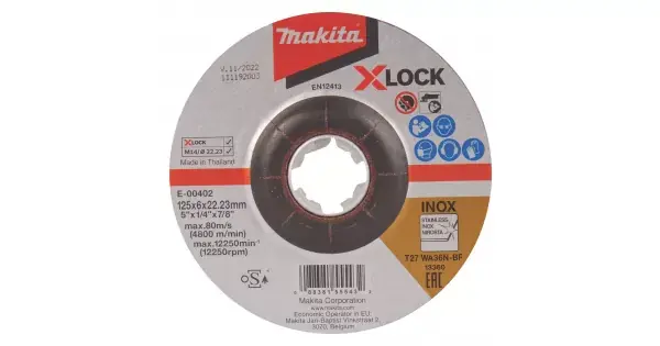 Vrácení Zdarma Kotouč brusný nerez X-Lock 125x6x22,23mm Makita E-00402