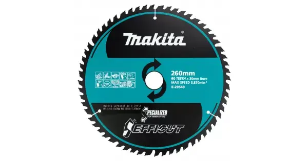 Kotouč pilový dřevo Efficut 260x2.15x30mm 60Z Makita E-29549 Cenový Hit