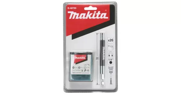 Sleva Sada bitů 1/4" 26 ks s nástavcem 120 mm v blistru Makita B-48789