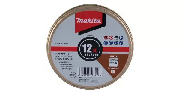 Zlevněný Kotouč řezný nerez 115x1,2x22,23mm, 12ks Makita D-65953-12