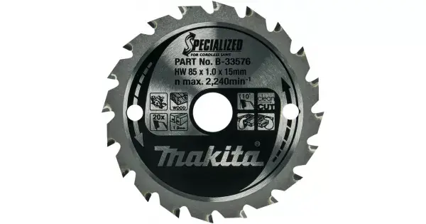 Kotouč pilový dřevo SPECIALIZED 85x1x15mm 20Z pro aku pily Makita B-33576 Poslední Šance