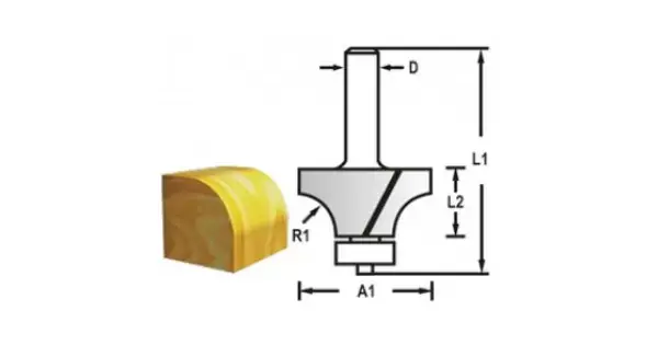 Zaoblovací fréza s ložiskem stopka 8 mm,38,1x19x62 mm R 12,7mm Makita D-48418 Výhodná Nabídka