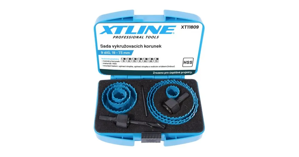 XTLINE XT11809 / Sada vykružovacích korunek 9 dílů Tovární Cena