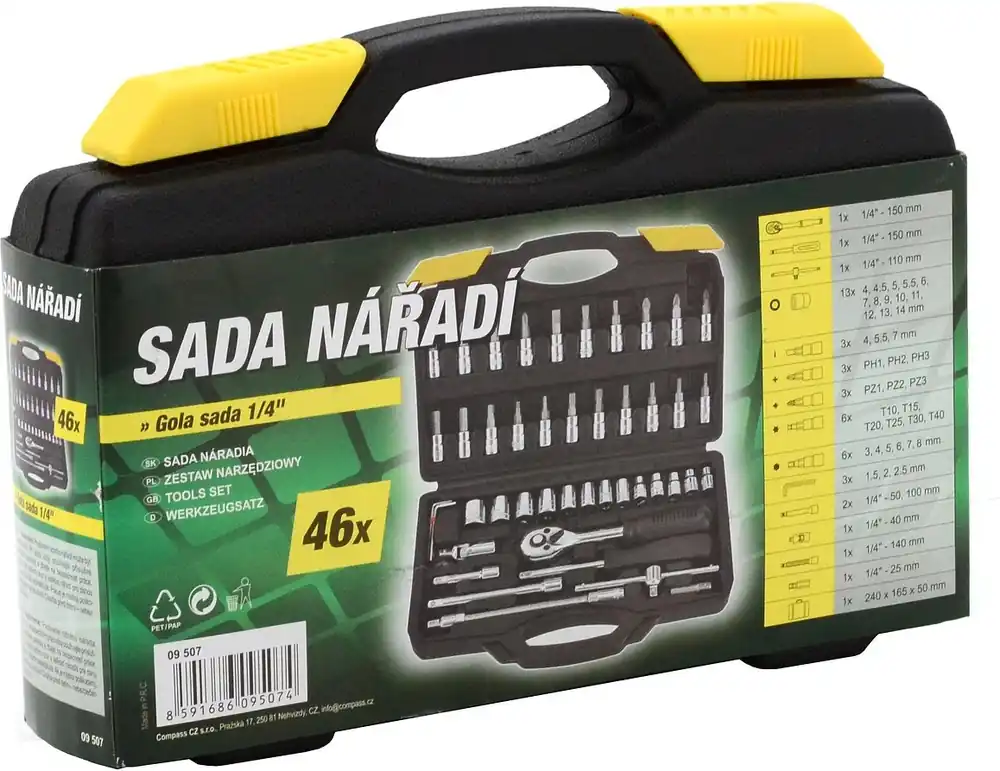 Akce Compass gola sada 1/4" 46 dílů