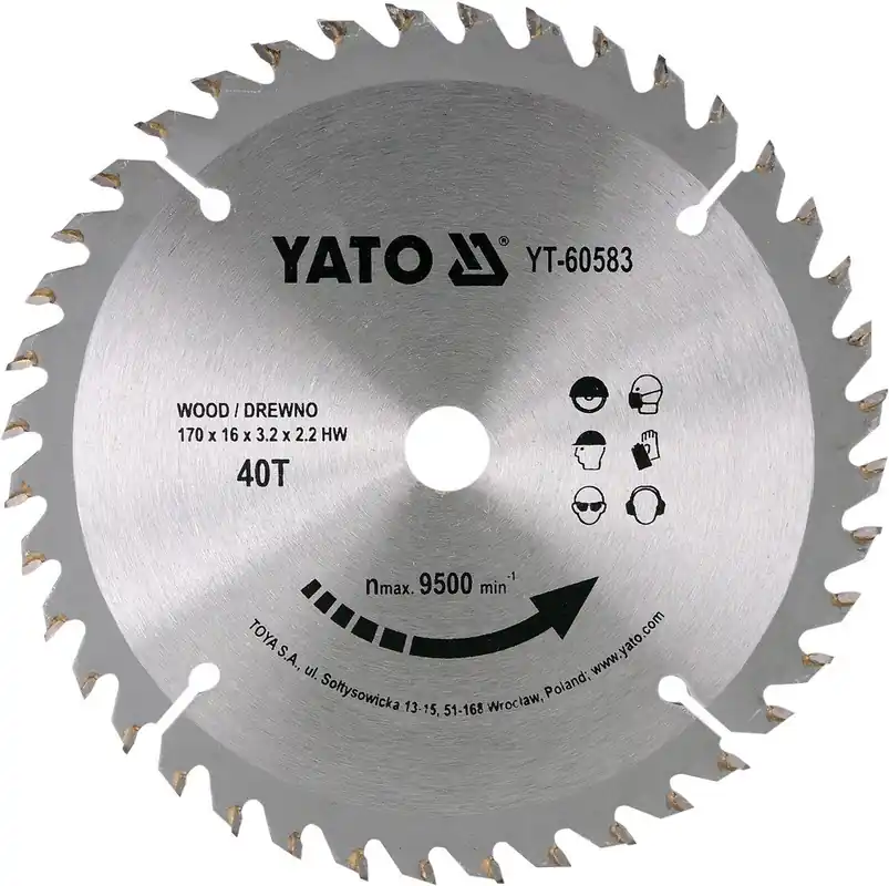 Levný Yato kotouč na dřevo 170 x 16 mm 40z - YT-60583