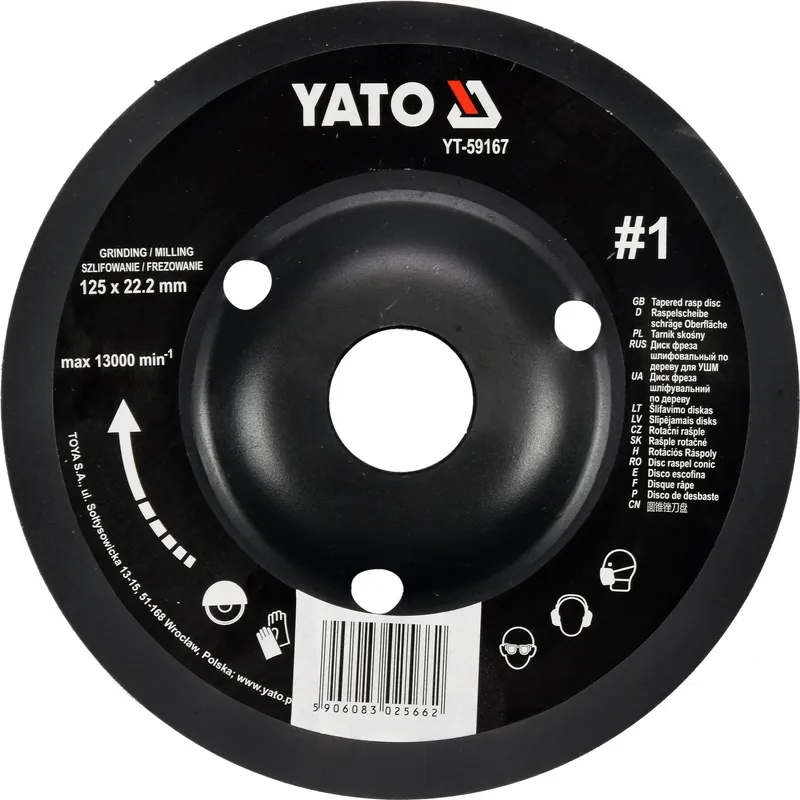 Rotační rašple úhlová hrubá 125 mm typ 1 Yato YT-59167 Nízká Cena