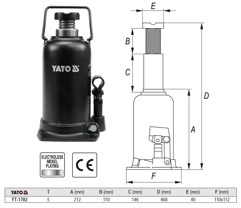 Zvedák hydraulický Yato 5t Dokud Zásoby Vydrží