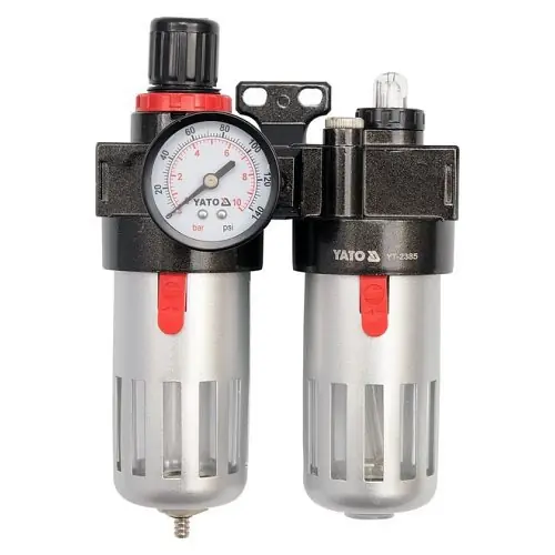Yato Regulátor tlaku vzduchu 1/4", max. 0,93MPa, s filtrem (90ccm) a přimazáváním (60ccm) Oblíbený