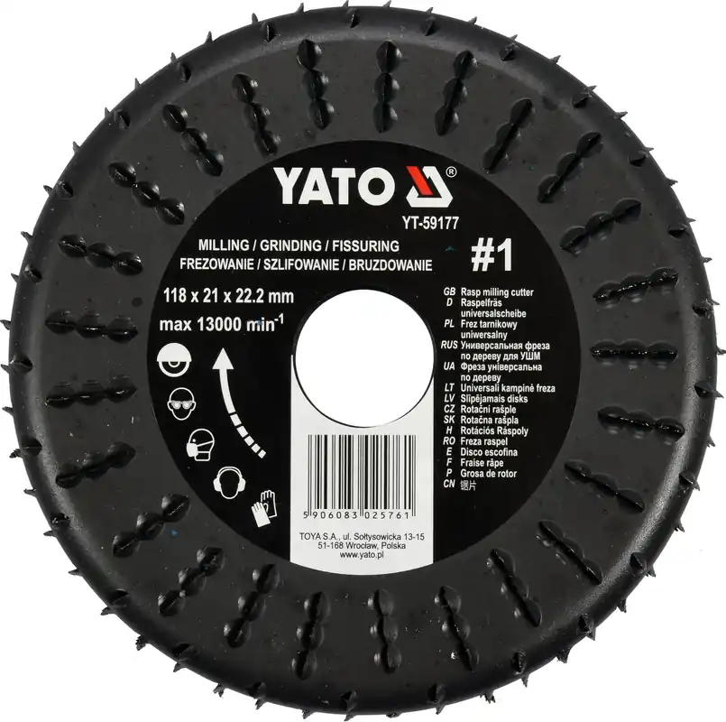 Tovární Cena Rotační rašple frézovací univerzální 118 mm Yato YT-59177