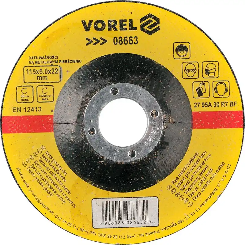 Akční Cena Vorel kotouč na kov 115 x 22 x 6,0 mm vypouklý brusný TO-08663