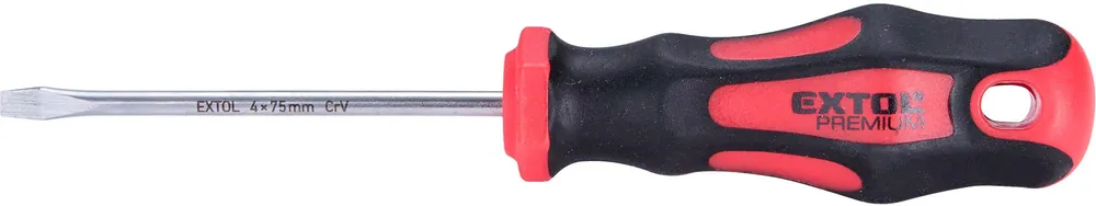 Top Prodej Šroubovák plochý, (-) 4x75mm, červený, CrV EXTOL PREMIUM