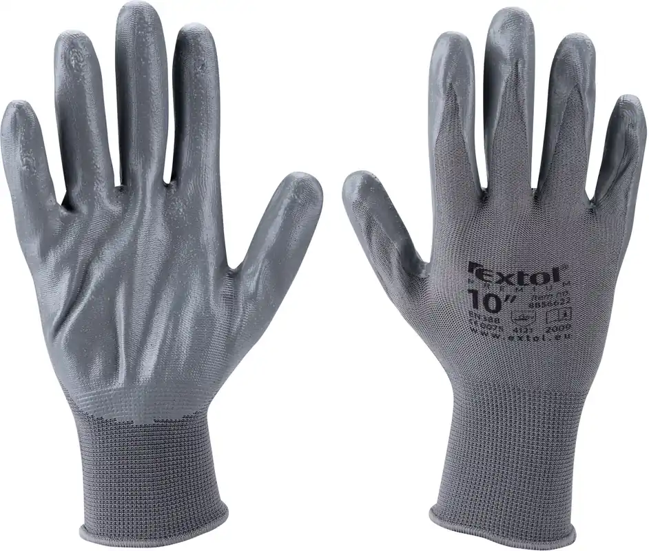Rukavice nylonové polomáč. v nitrilu, velikost L/10" EXTOL PREMIUM Novinka