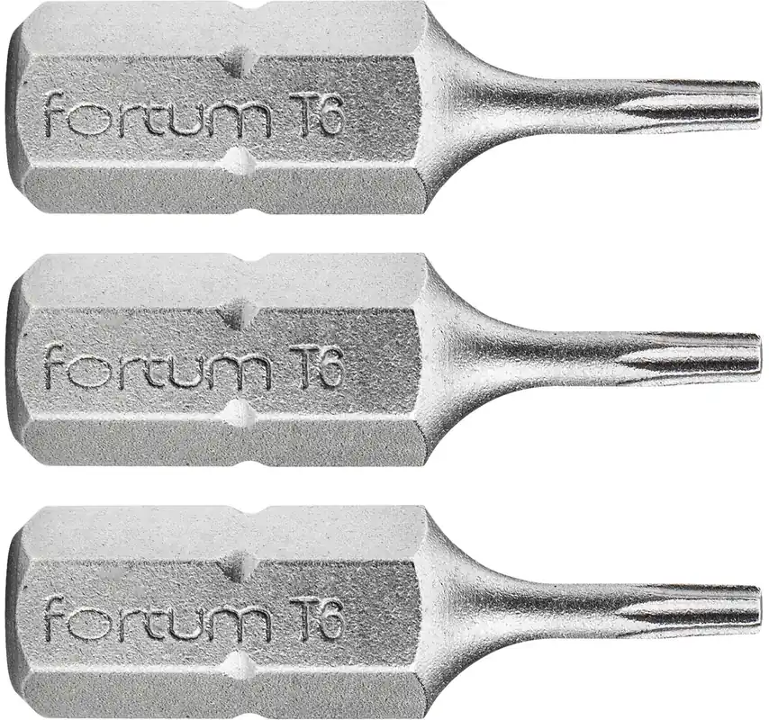 Hrot TORX 1/4", sada 3ks, T6x25mm, S2 FORTUM Nová Kolekce