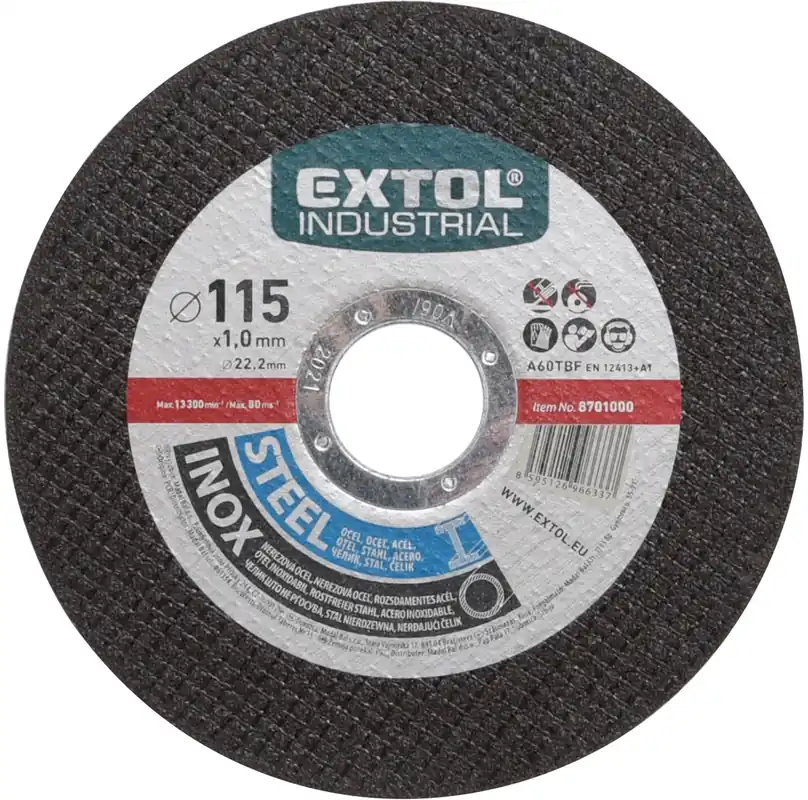 Kotouč řezný na ocel/nerez, ⌀115x1,0x22,2mm EXTOL INDUSTRIAL Koupit Online