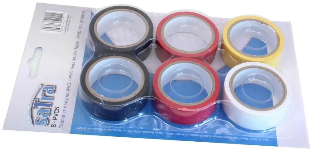 Izolační elektrikářské pásky PVC, 5 m x 19 mm, sada 6 ks - SATRA S-PVC5 Nízká Cena