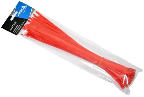 Sleva Stahovací pásky 5 x 300 mm, 50 kusů, červená barva - ASTA A-CT53R