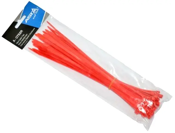 Stahovací pásky 5 x 250 mm, 50 kusů, červená barva - ASTA A-CT52R Super Cena