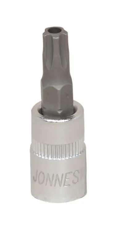 Zástrčná hlavice Torx s otvorem, 1/4", 5hranná, velikost TS20 - JONNESWAY S08H2TS20 Vysoce Kvalitní