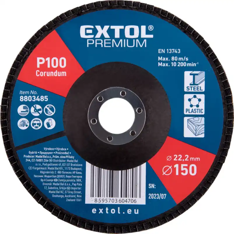 EXTOL PREMIUM kotouč lamelový šikmý korundový, O150mm, P100 - 8803485 Zlevněný