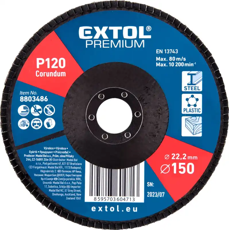 EXTOL PREMIUM kotouč lamelový šikmý korundový, O150mm, P120 - 8803486 Nejprodávanější