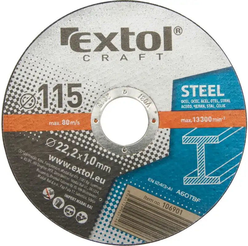 Originální EXTOL CRAFT kotouče řezné na kov, 5ks, 115x1,0x22,2mm, 106901