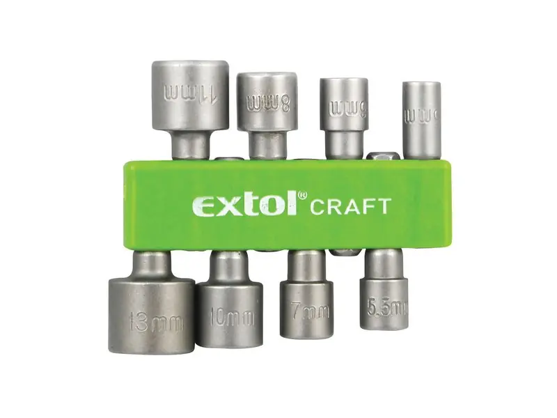 Finální Výprodej EXTOL CRAFT hlavice nástrčné do vrtačky, sada 8ks, 5-13mm, 10213