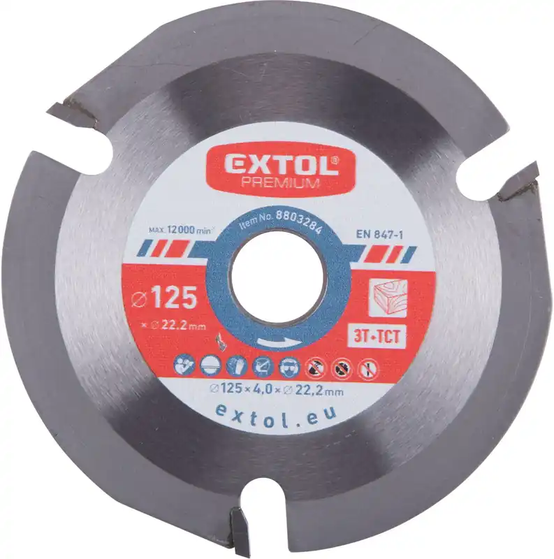 Originální EXTOL PREMIUM kotouč řezný/frézovací s SK plátky, O125x4,0x22,2mm, 3T - 8803284