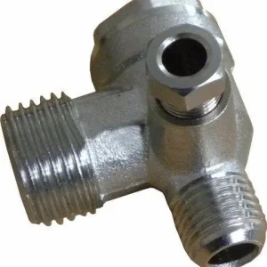 Zpětný trojcestný, odlehčovací, rozběhový ventil kompresoru 1/2" x 3/8 x 1/4" GEKO G80308 Levný