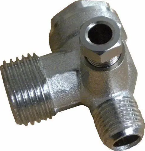 Zpětný trojcestný, odlehčovací, rozběhový ventil kompresoru 1/2" x 3/8 x 1/4" GEKO G80308 Levný