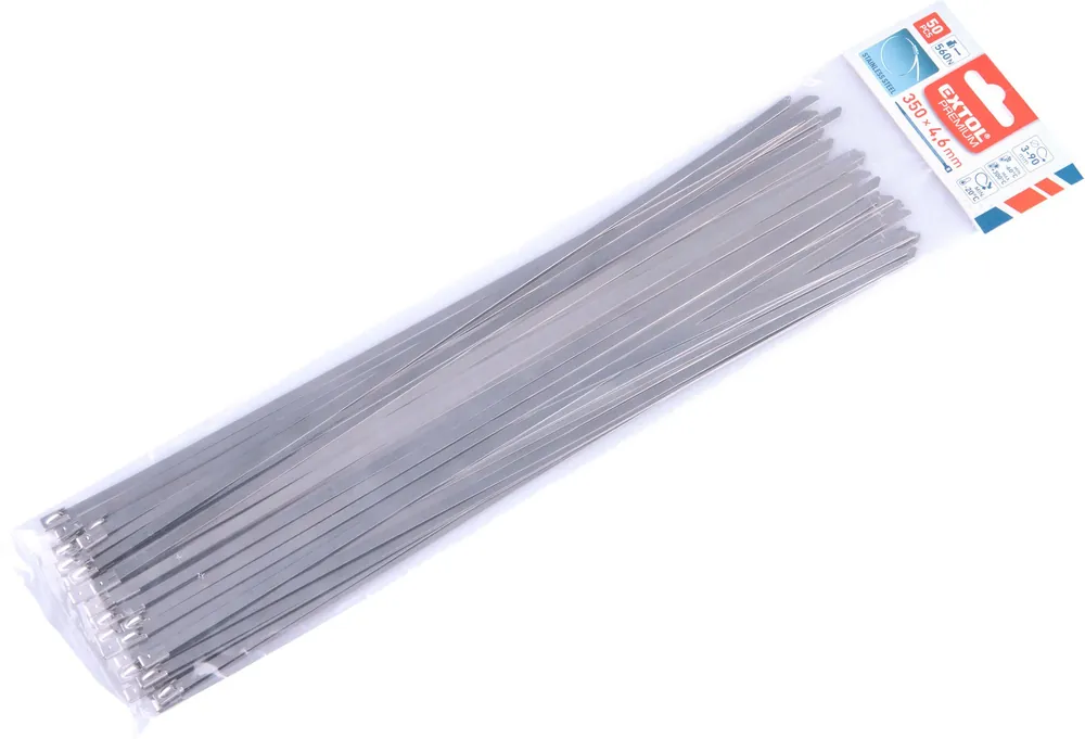 Časově Omezené Pásky stahovací NEREZ, 350x4,6mm, 50ks EXTOL PREMIUM