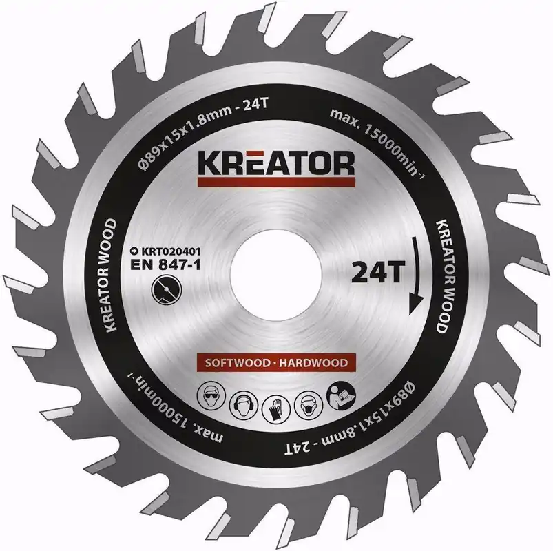 Originální Pilový kotouč na dřevo 89mm, 24T Kreator KRT020401