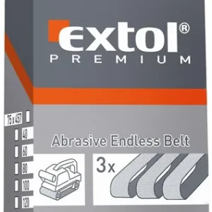 Autentický Plátna brusná nekonečný pás, bal. 3ks, 75x533mm, P80 EXTOL PREMIUM