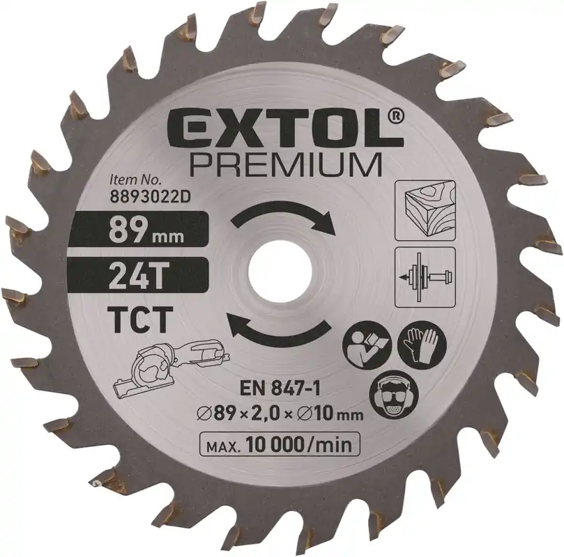 Kotouč pilový s SK plátky, ⌀89x1,0x10mm, 24T EXTOL PREMIUM Akce