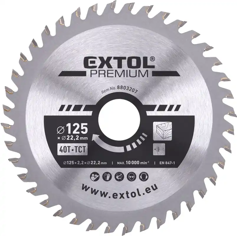 Cenový Hit Kotouč pilový s SK plátky, ⌀125x2,2x22,2mm, 40T EXTOL PREMIUM