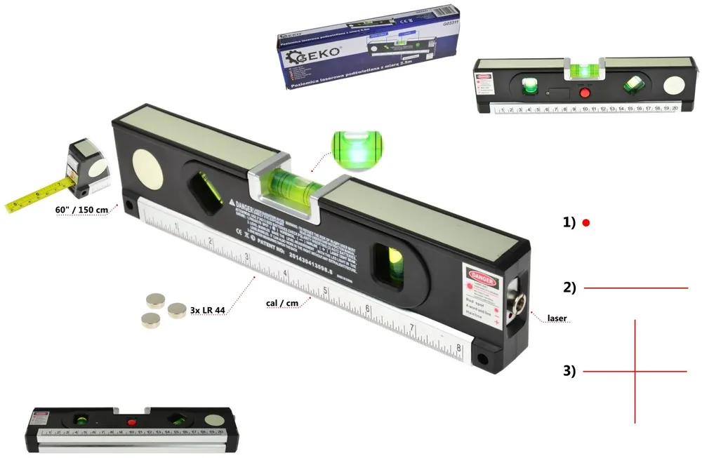 Nejlepší Volba Laserová vodováha 1,5m, podsvětlená GEKO G03311