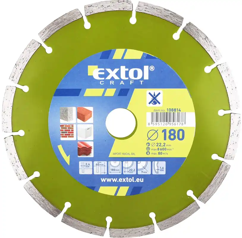 EXTOL CRAFT kotouč diamantový řezný segmentový - suché řezání, 180x22,2mm, 108814 Kup Teď