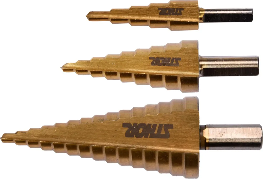 Nejprodávanější Sada stupňovitých vrtáků 3ks 4-32 mm Sthor