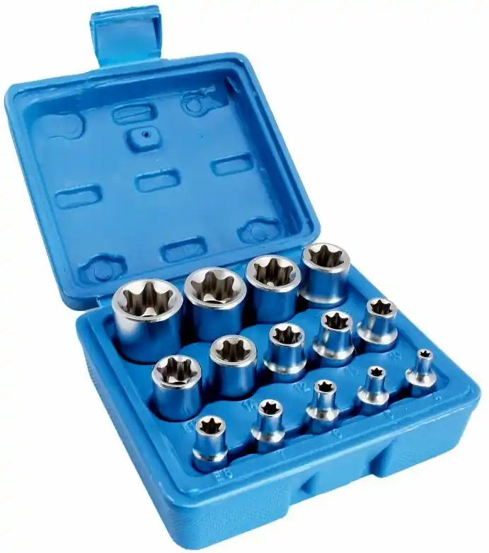 Hlavice 1/4”, 3/8” a 1/2” nástrčné TORX-E, vel. E4-E24, sada 14 ks - SATRA S-P14ES Objednat Nyní