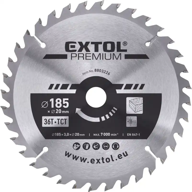 Kotouč pilový s SK plátky, ⌀185x3,0x20mm, 36T EXTOL PREMIUM Vrácení Zdarma